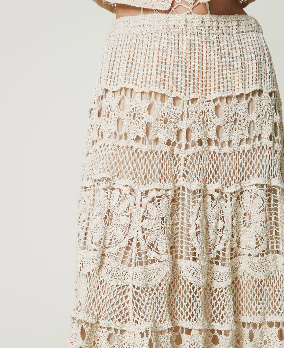 Crochet midi skirt "Shell" Beige Woman 241LM2TBB-04