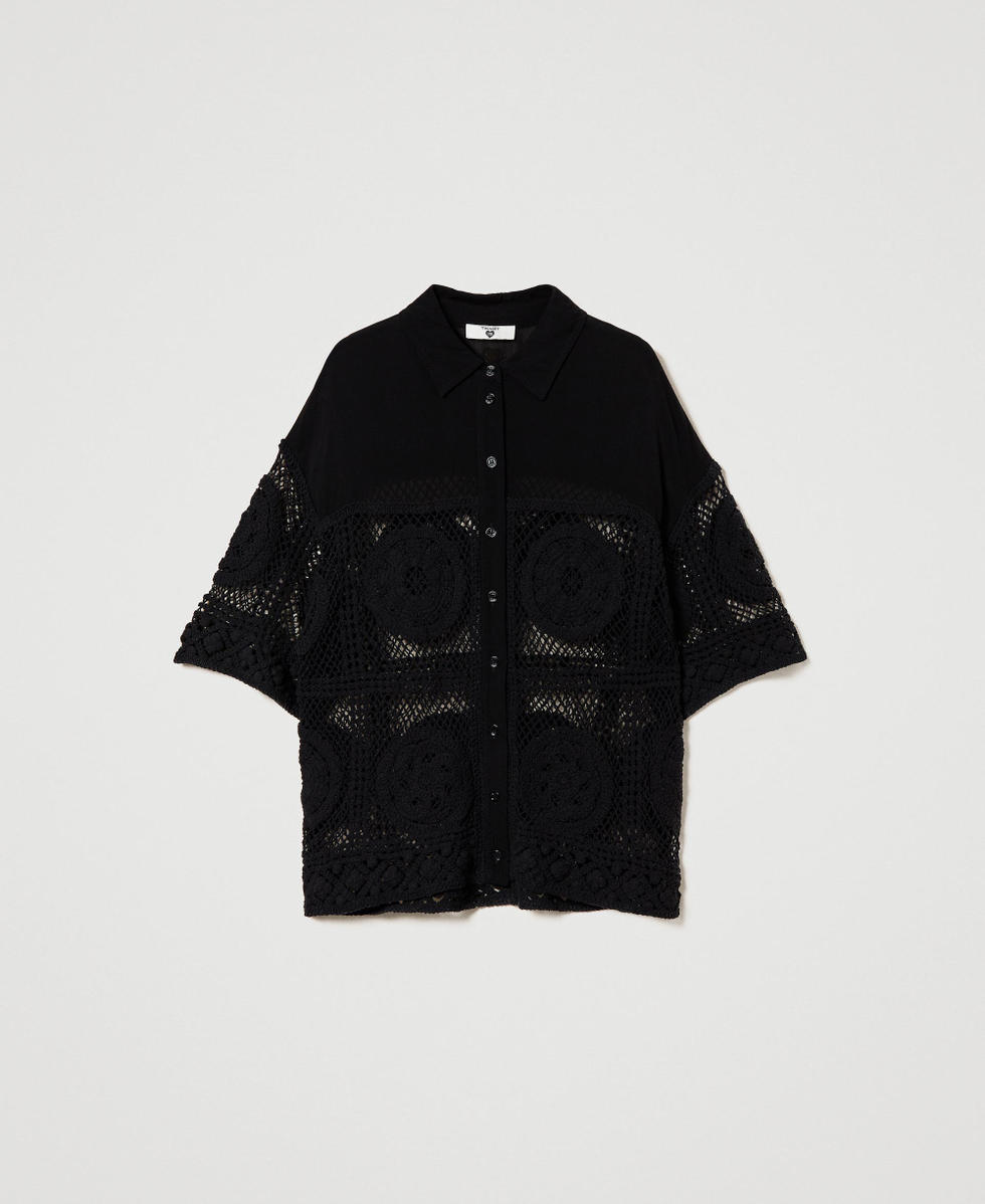 Camicia in creponne e crochet