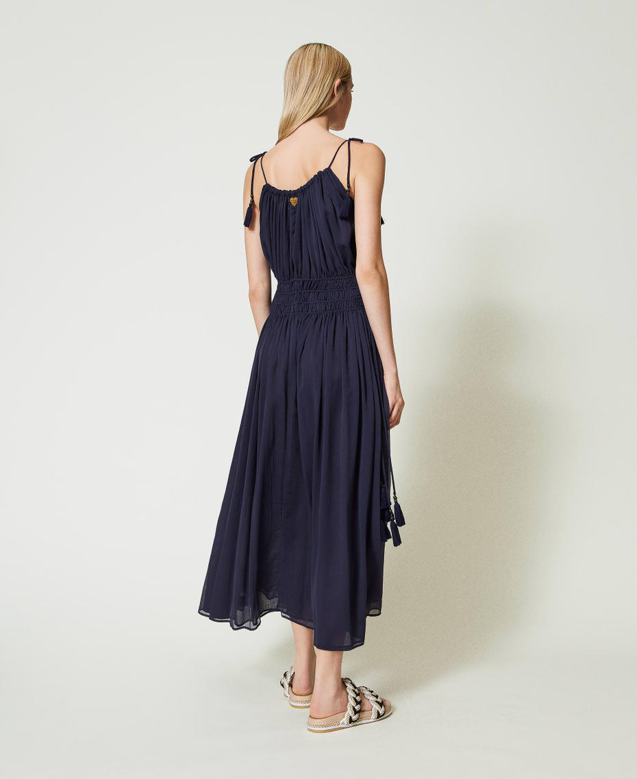 Long froissé creponne dress Blackout Blue Woman 241LM2VAA-03