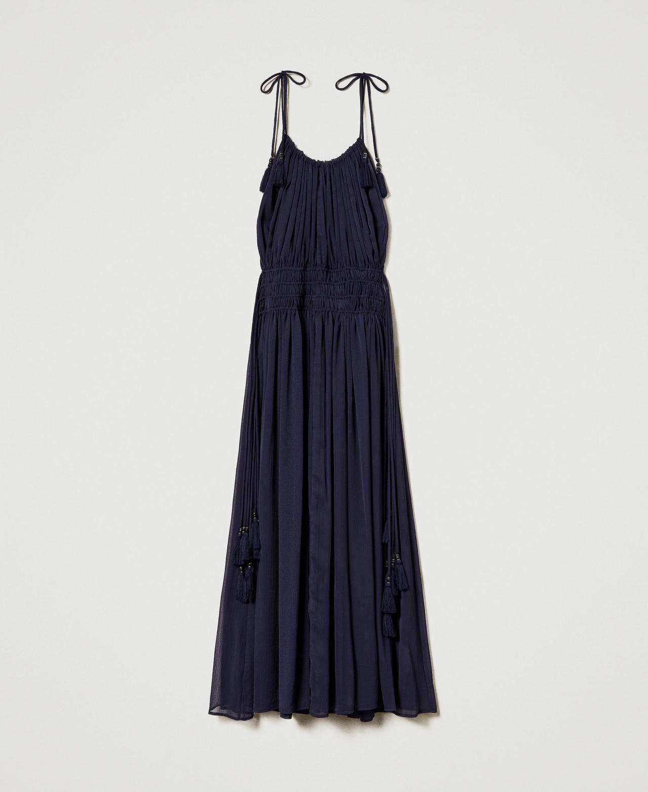 Robe longue en crépon froissé