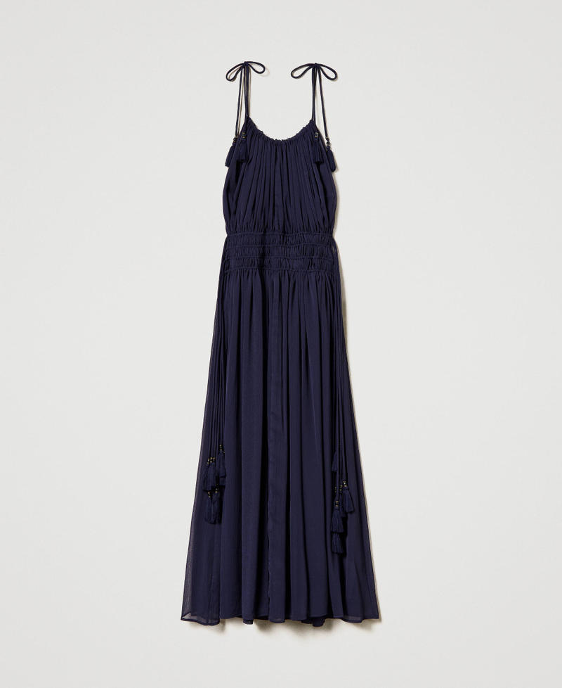 Robe longue en crépon froissé