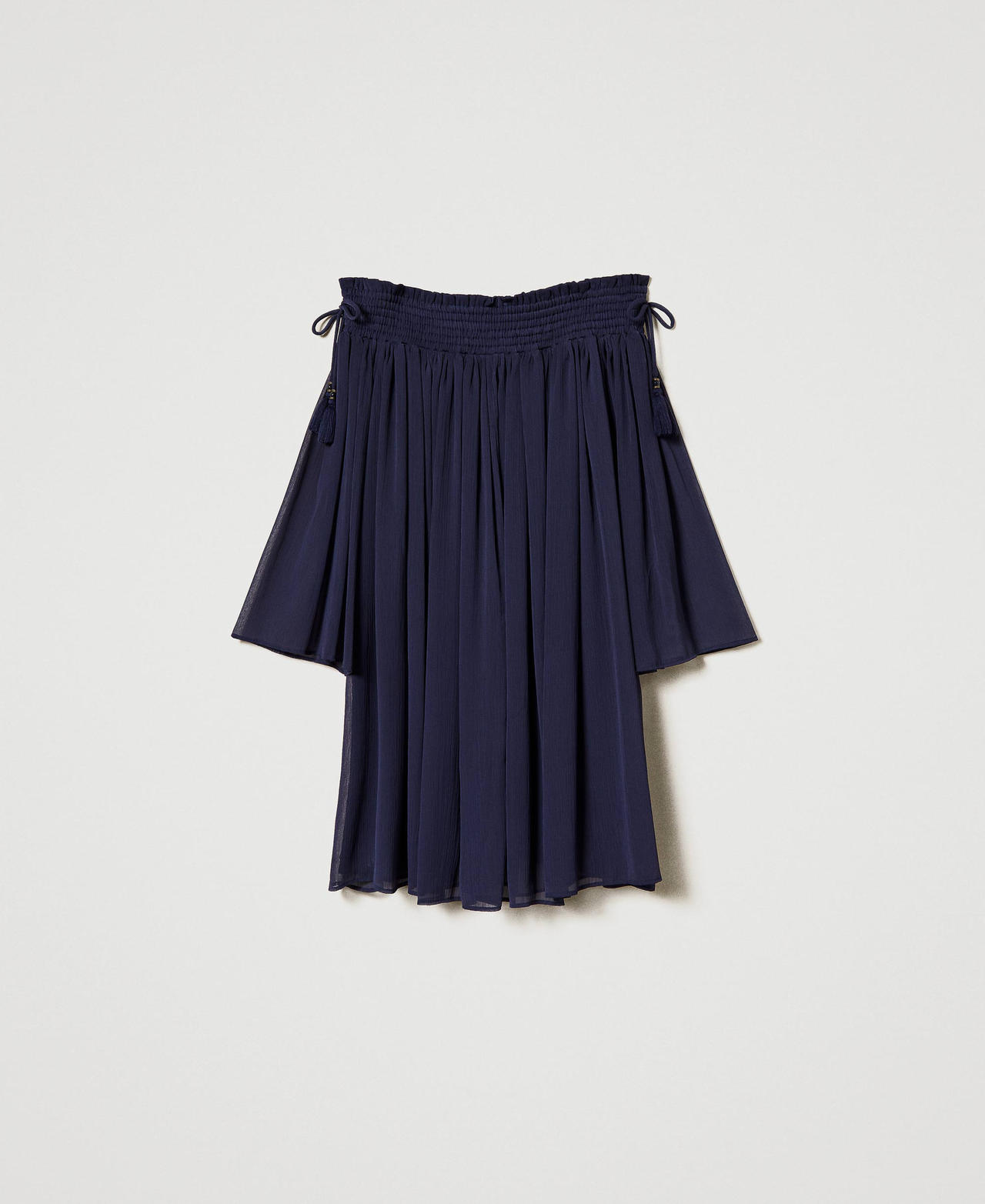 Kurzes Kleid aus Froissé-Krepon Blackout Blau Frau 241LM2VBB-0S