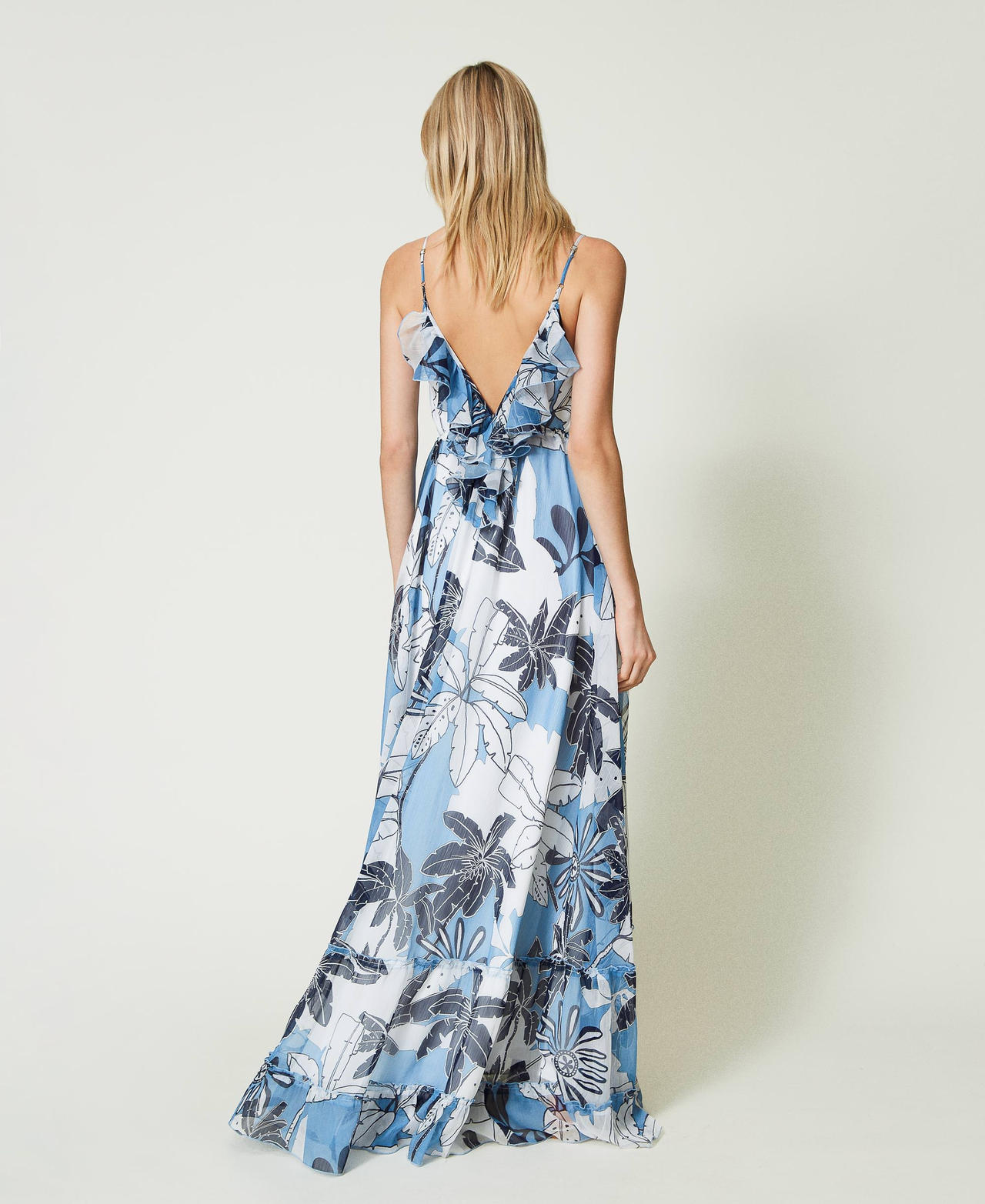 Long printed creponne dress