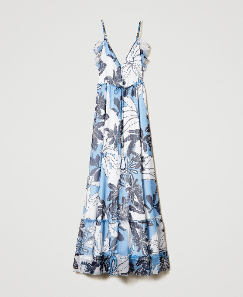 Long printed creponne dress