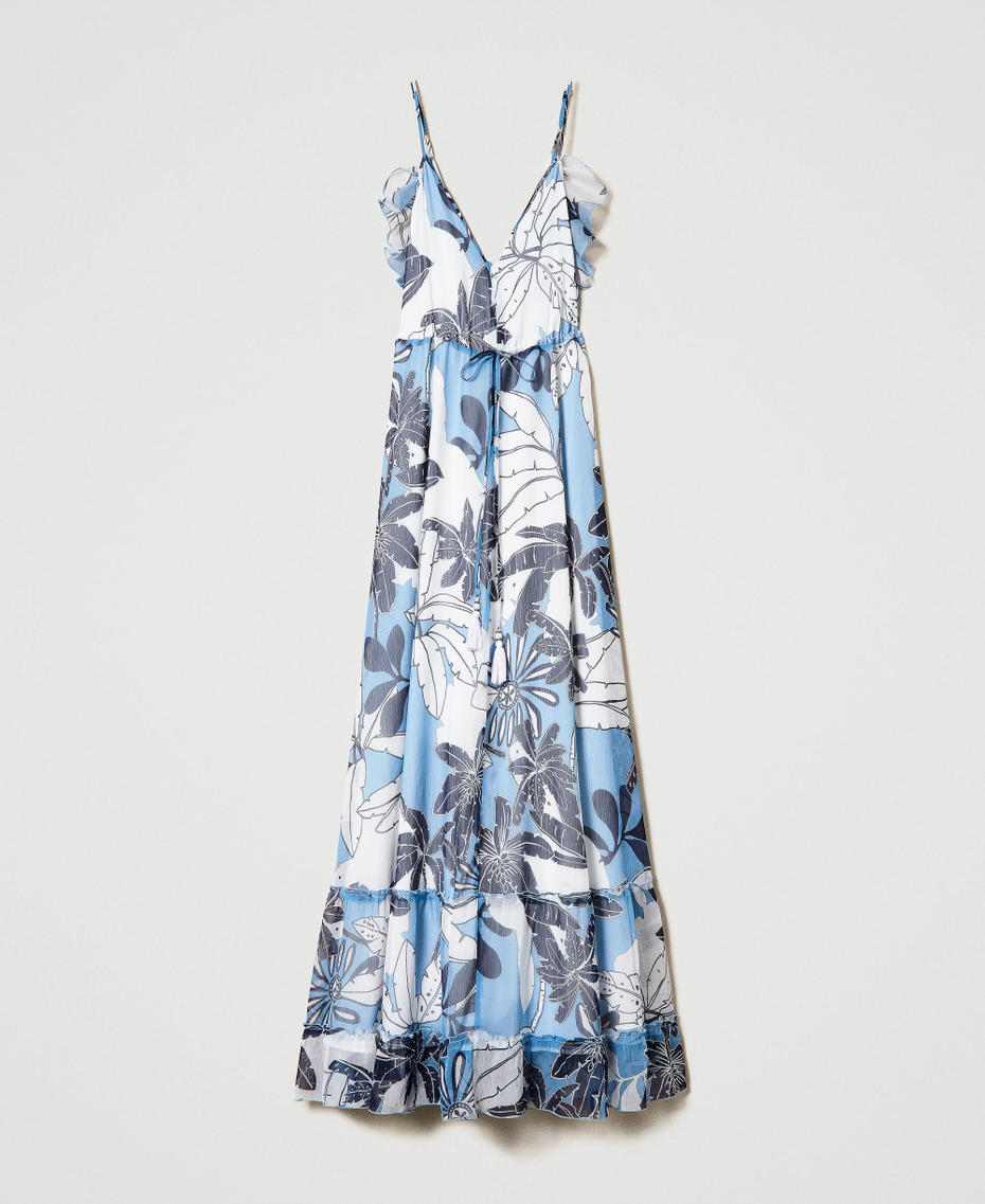 Long printed creponne dress
