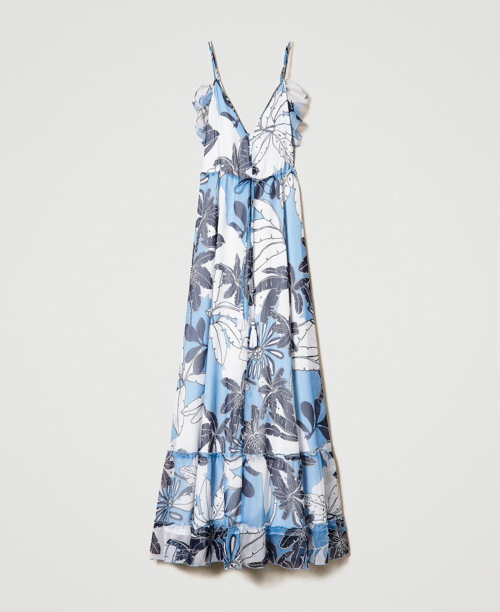Long printed creponne dress