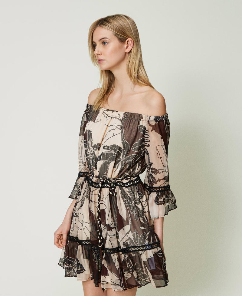 Short printed creponne dress