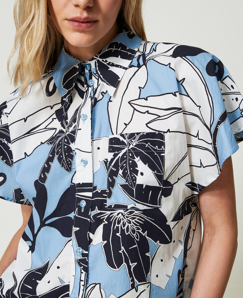 Printed poplin shirt Cornflower Exotic Print Woman 241LM2YBB_11576_04