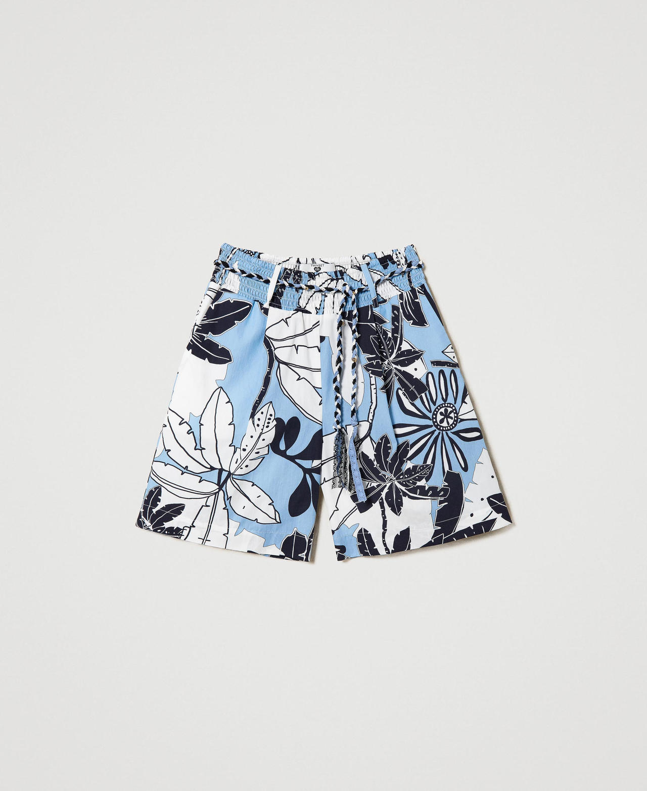 Printed poplin shorts Cornflower Exotic Print Woman 241LM2YCC_11576_0S