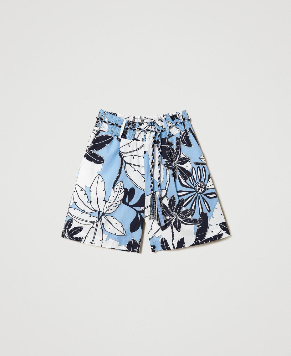 Short en popeline imprim&eacute;e Imprim&eacute; Exotique Bleuet Femme 241LM2YCC_11576_S0