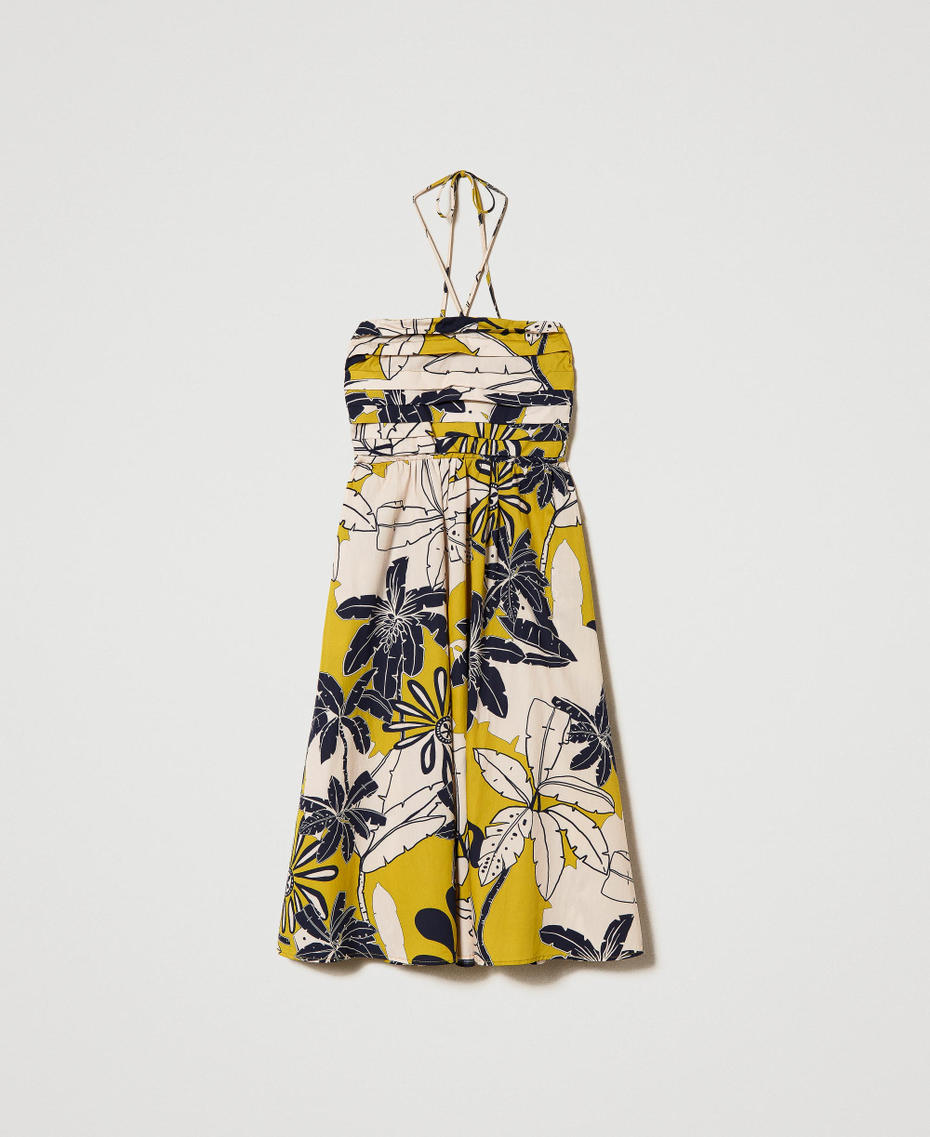 Printed poplin midi dress