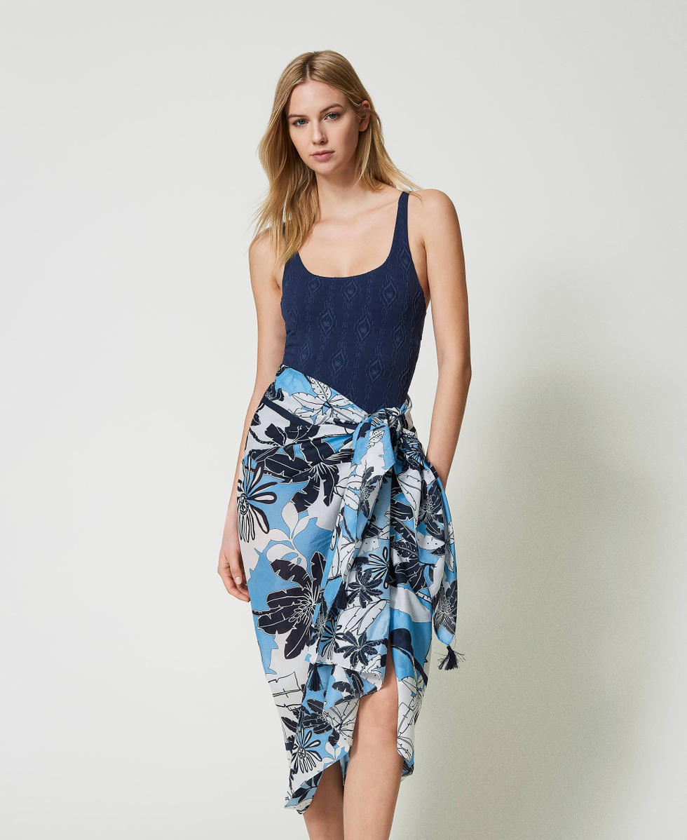 Par&eacute;o avec imprim&eacute; floral Imprim&eacute; Exotique Bleuet Femme 241LM5MBB_11576_01