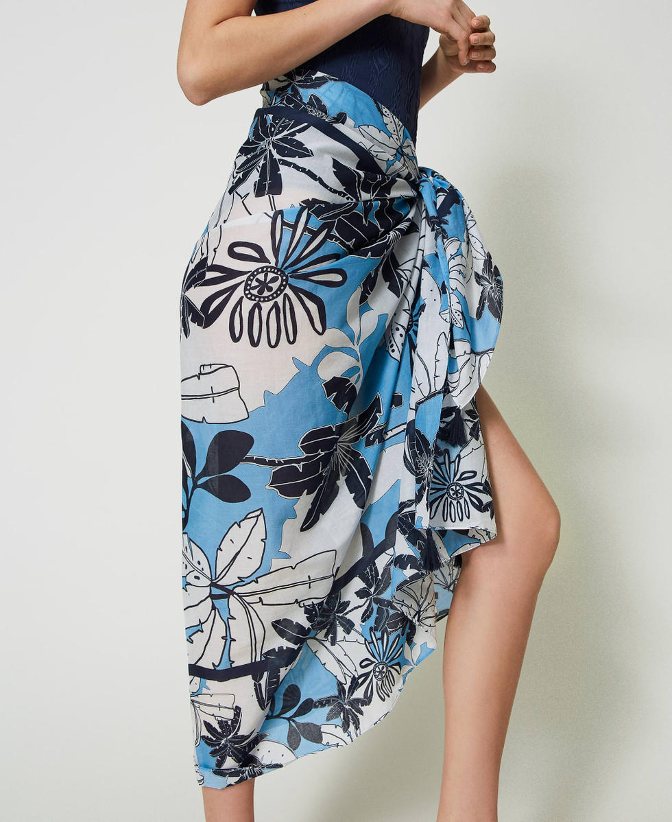 Par&eacute;o avec imprim&eacute; floral Imprim&eacute; Exotique Bleuet Femme 241LM5MBB_11576_02