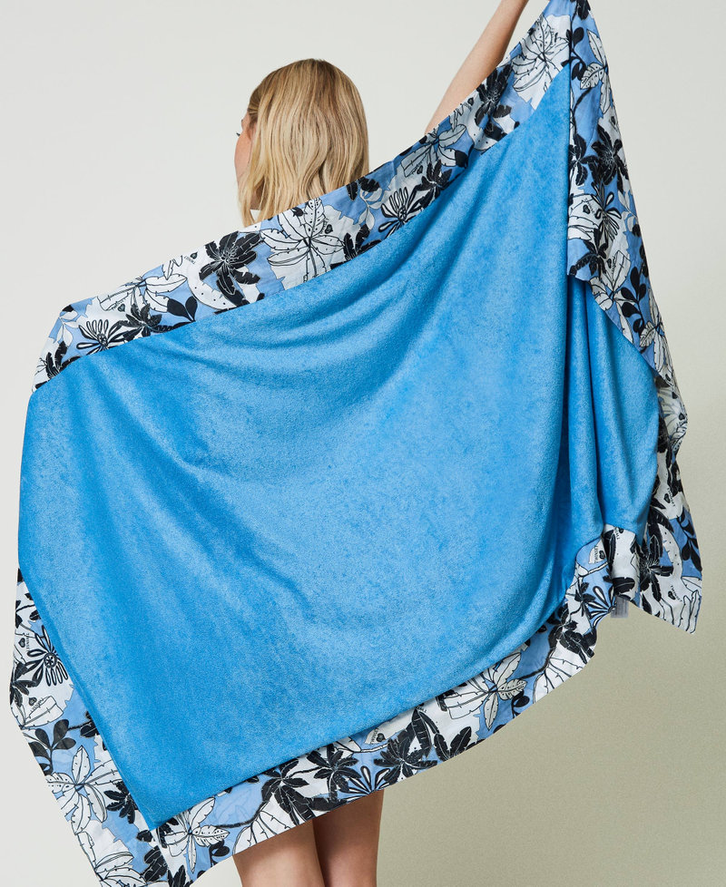 Printed terry beach towel Cornflower Exotic Print Woman 241LM5MEE-0S