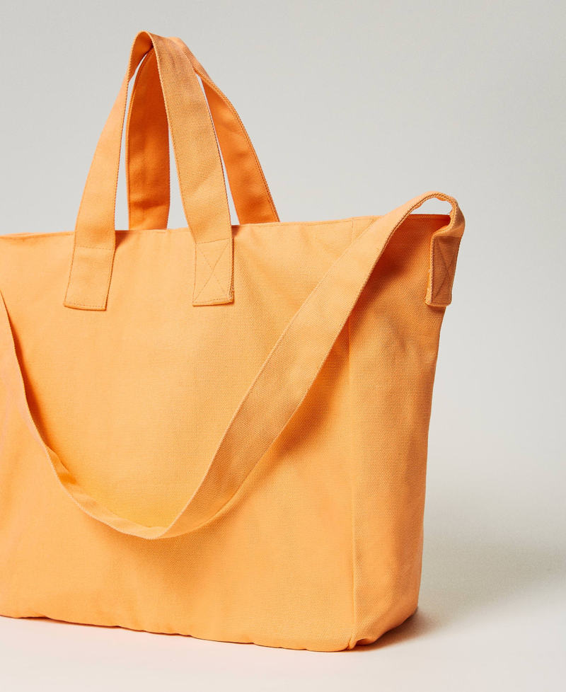 Canvas shopper with logo "Summer Orange" Woman 241LM8AAA_03366_03