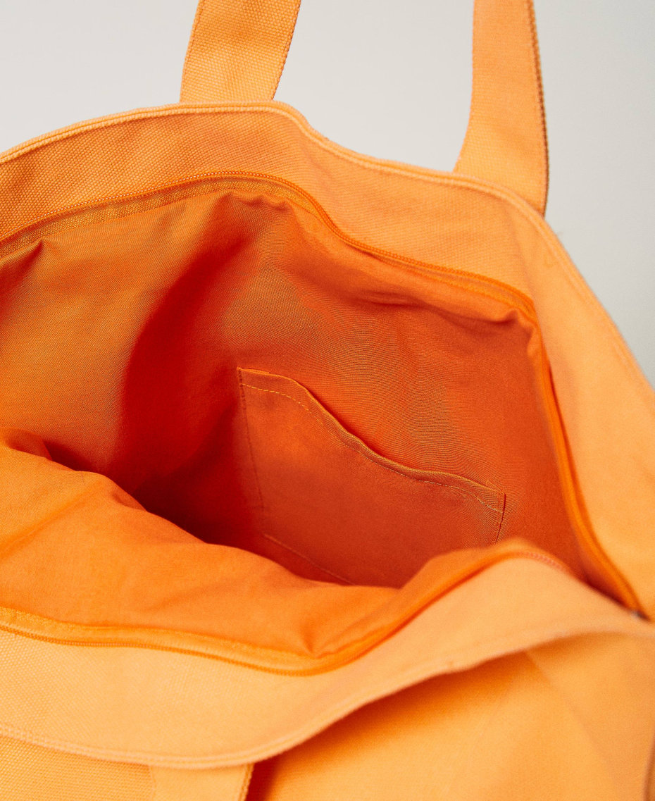 Canvas shopper with logo "Summer Orange" Woman 241LM8AAA-04