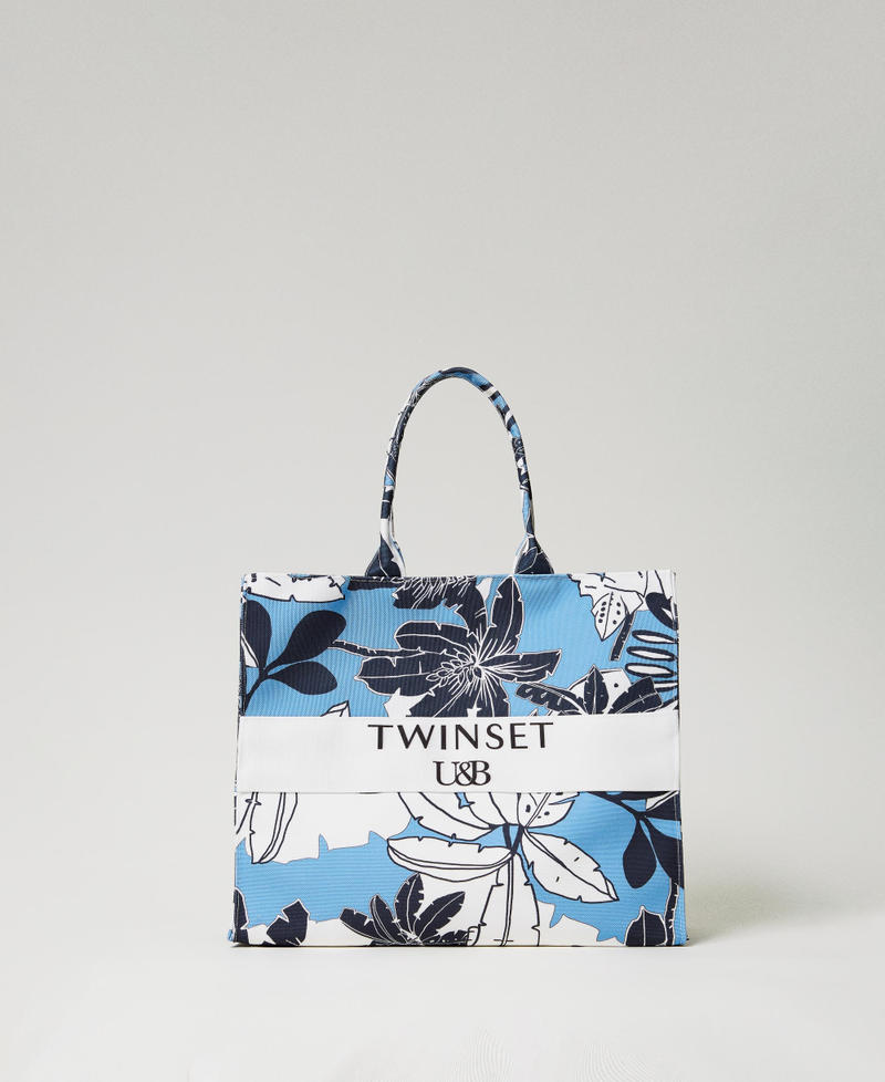 Borsa shopper in canvas a fiori