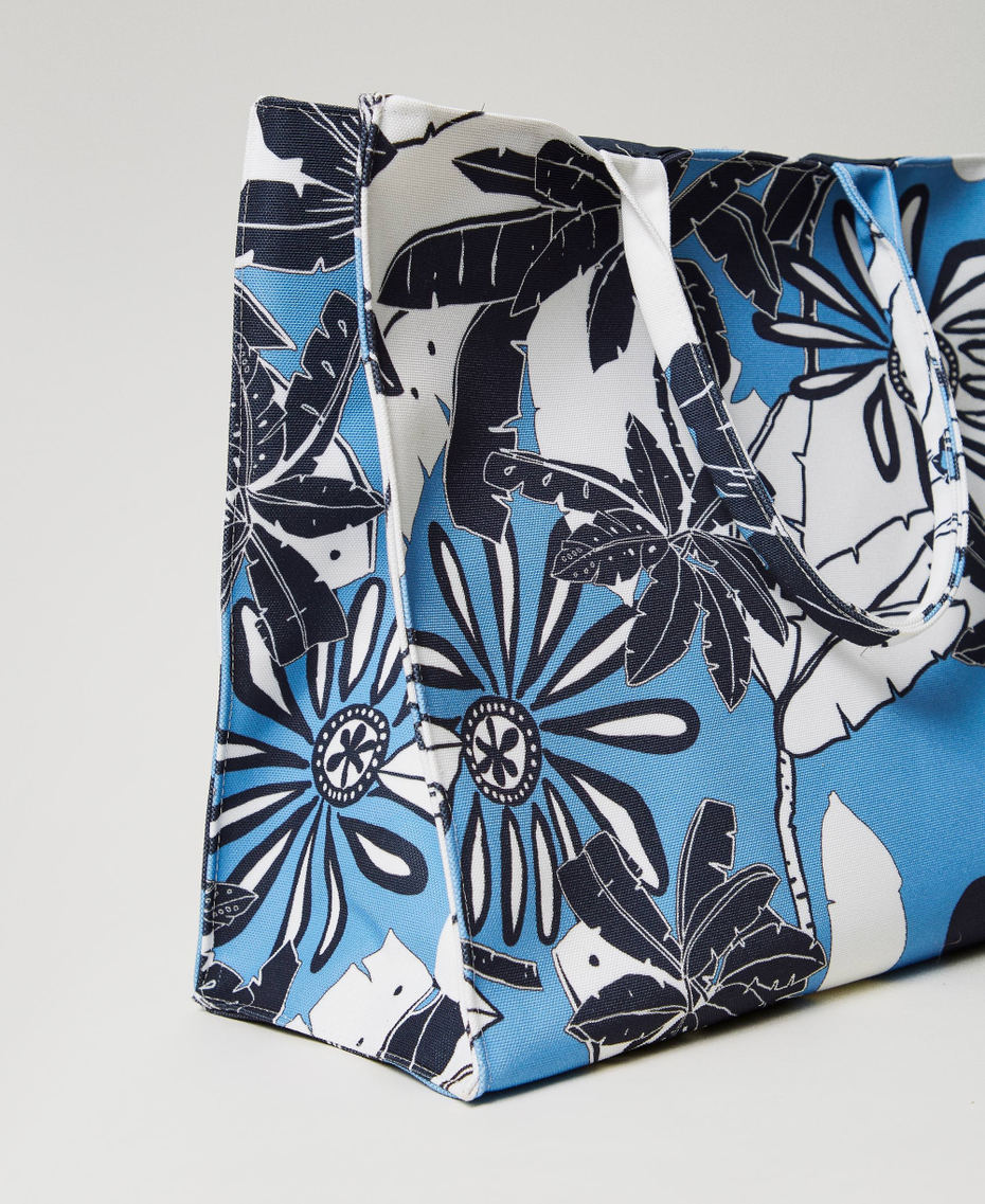 Borsa shopper in canvas a fiori