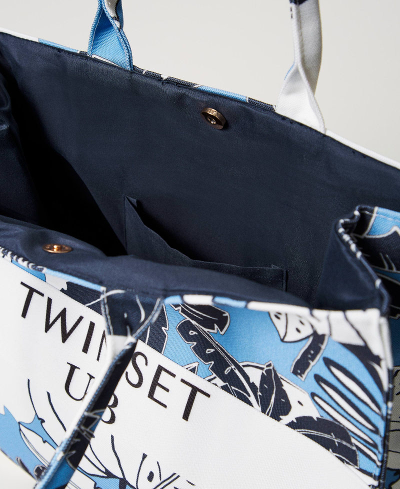 Borsa shopper in canvas a fiori