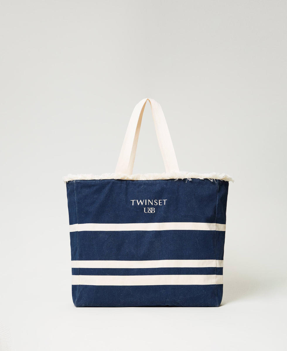 Shopper aus Canvas mit Streifen