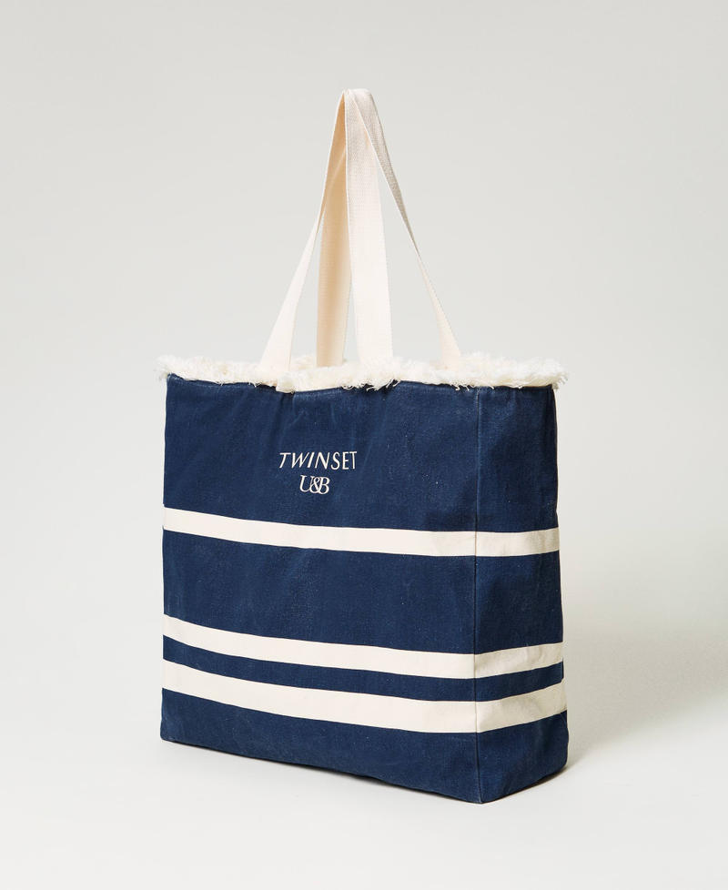 Cabas en toile avec rayures