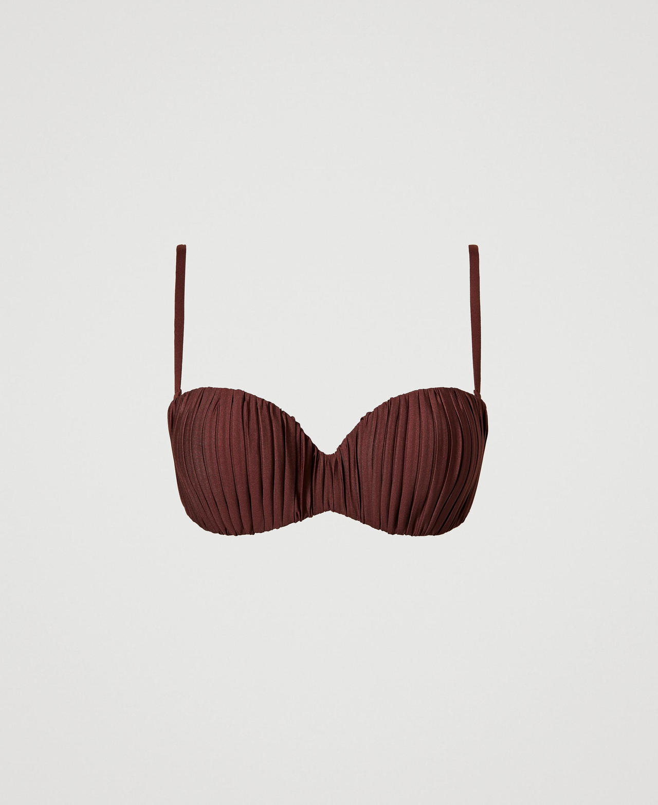 Bandeau bikini top with pleats "Bitter Chocolate" Brown Woman 241LMMA12-0S