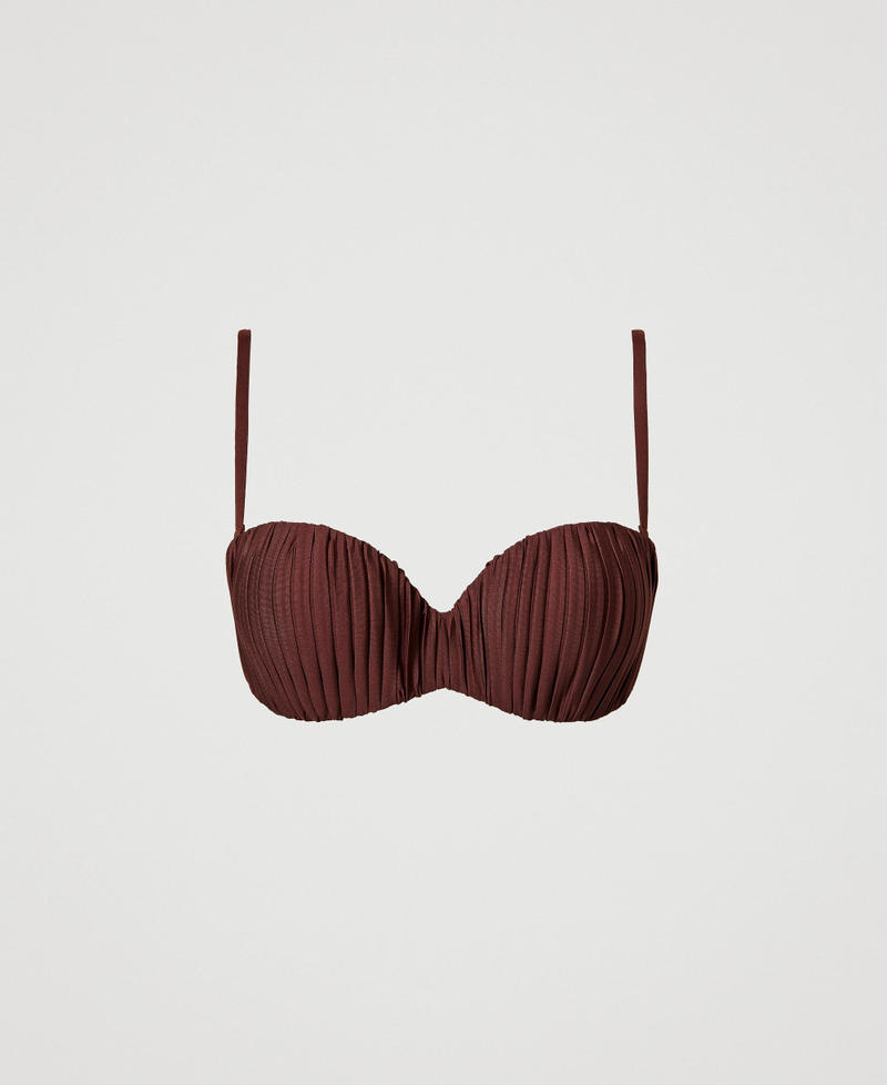 Bandeau bikini top with pleats "Bitter Chocolate" Brown Woman 241LMMA12_11504_0S