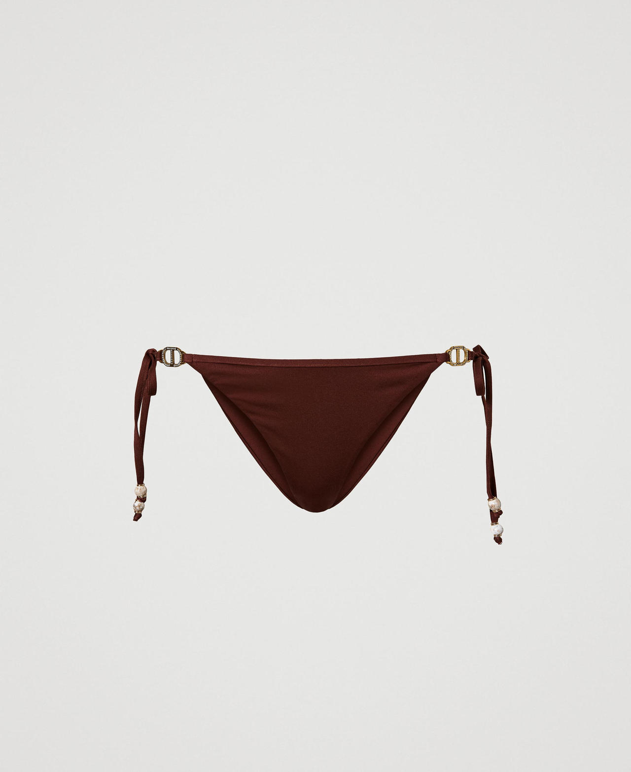 Bikini thong with Oval T "Bitter Chocolate" Brown Woman 241LMMA89_11504_0S