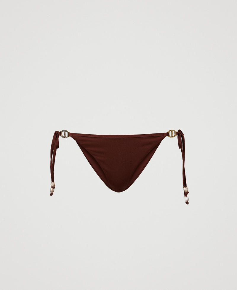 Bikini thong with Oval T "Bitter Chocolate" Brown Woman 241LMMA89_11504_0S