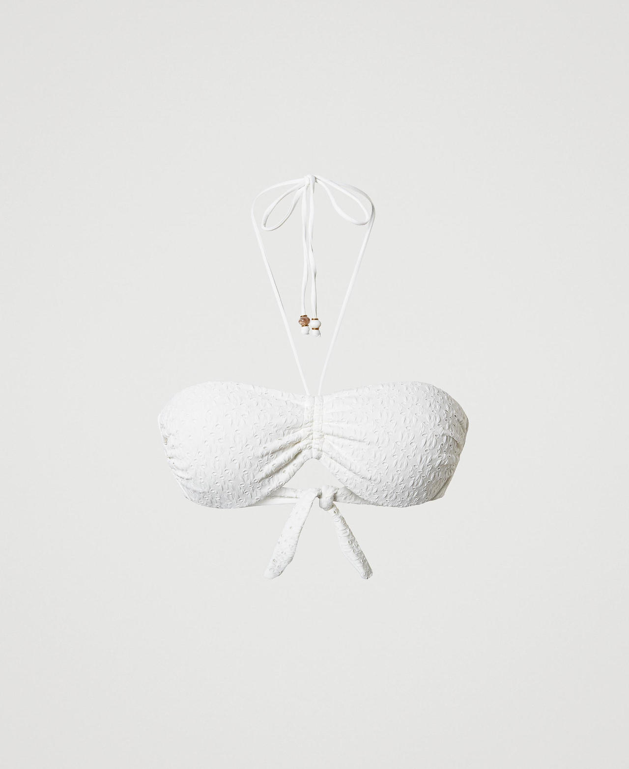 Haut de maillot de bain bandeau avec broderie anglaise