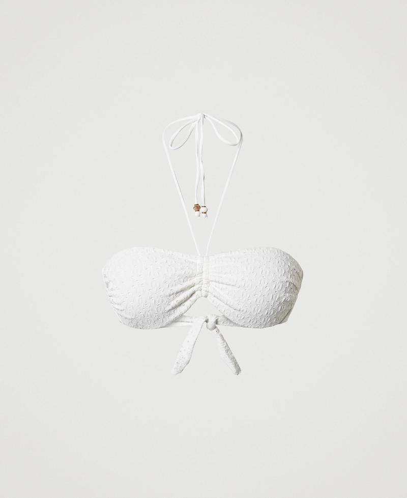 Haut de maillot de bain bandeau avec broderie anglaise
