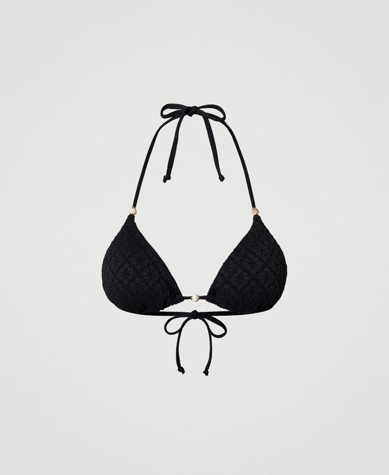 Triangle bikini top with broderie anglaise Black Woman 241LMMB22-0S
