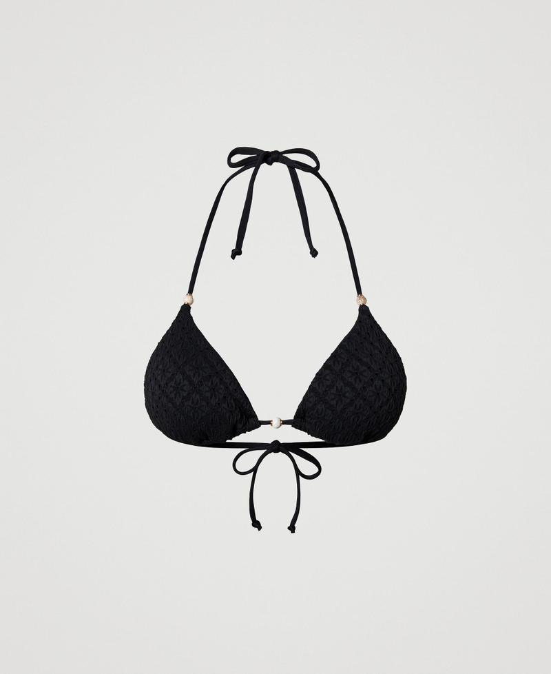 Triangle bikini top with broderie anglaise Black Woman 241LMMB22_00006_0S