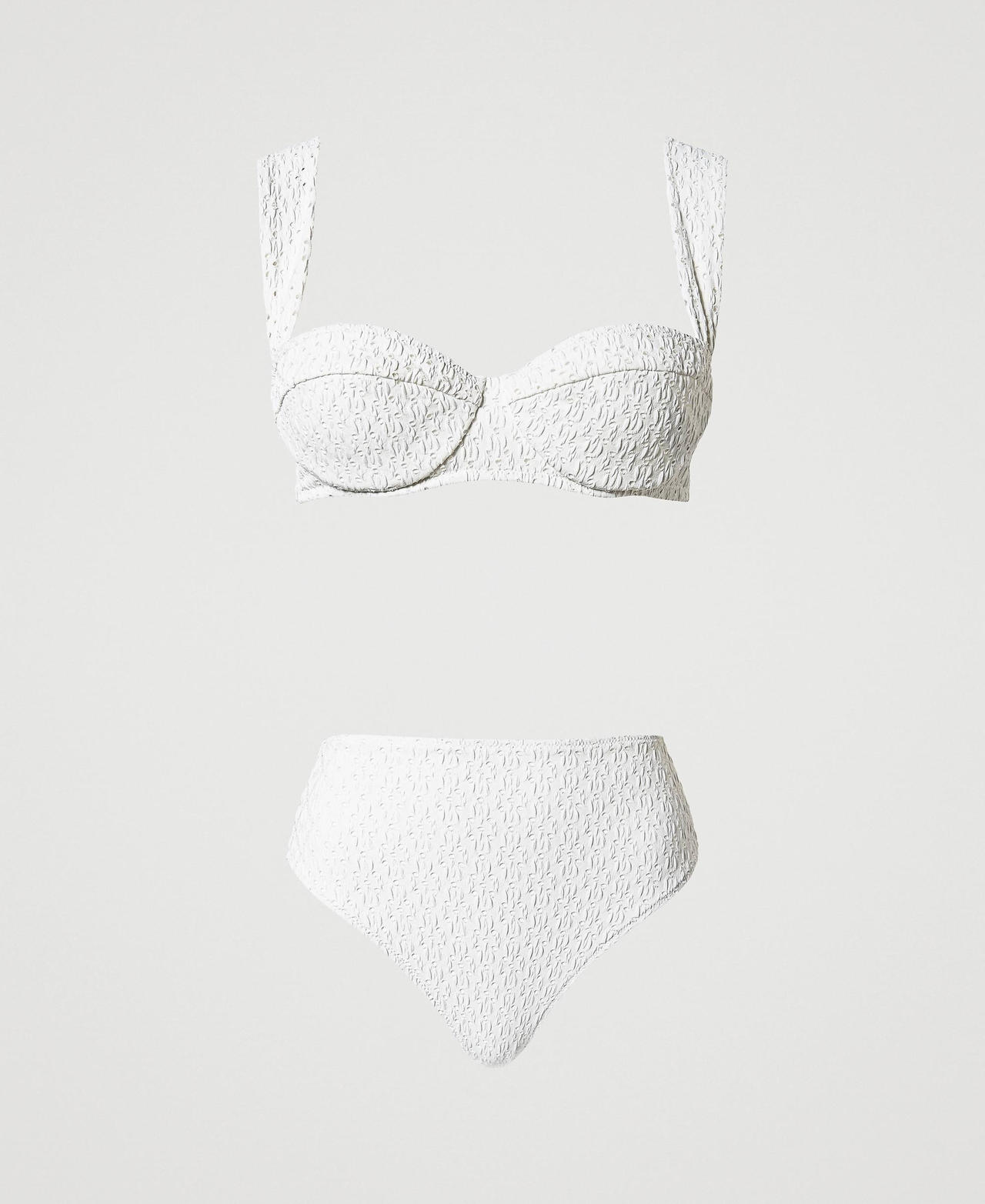 Underwire bikini set with broderie anglaise
