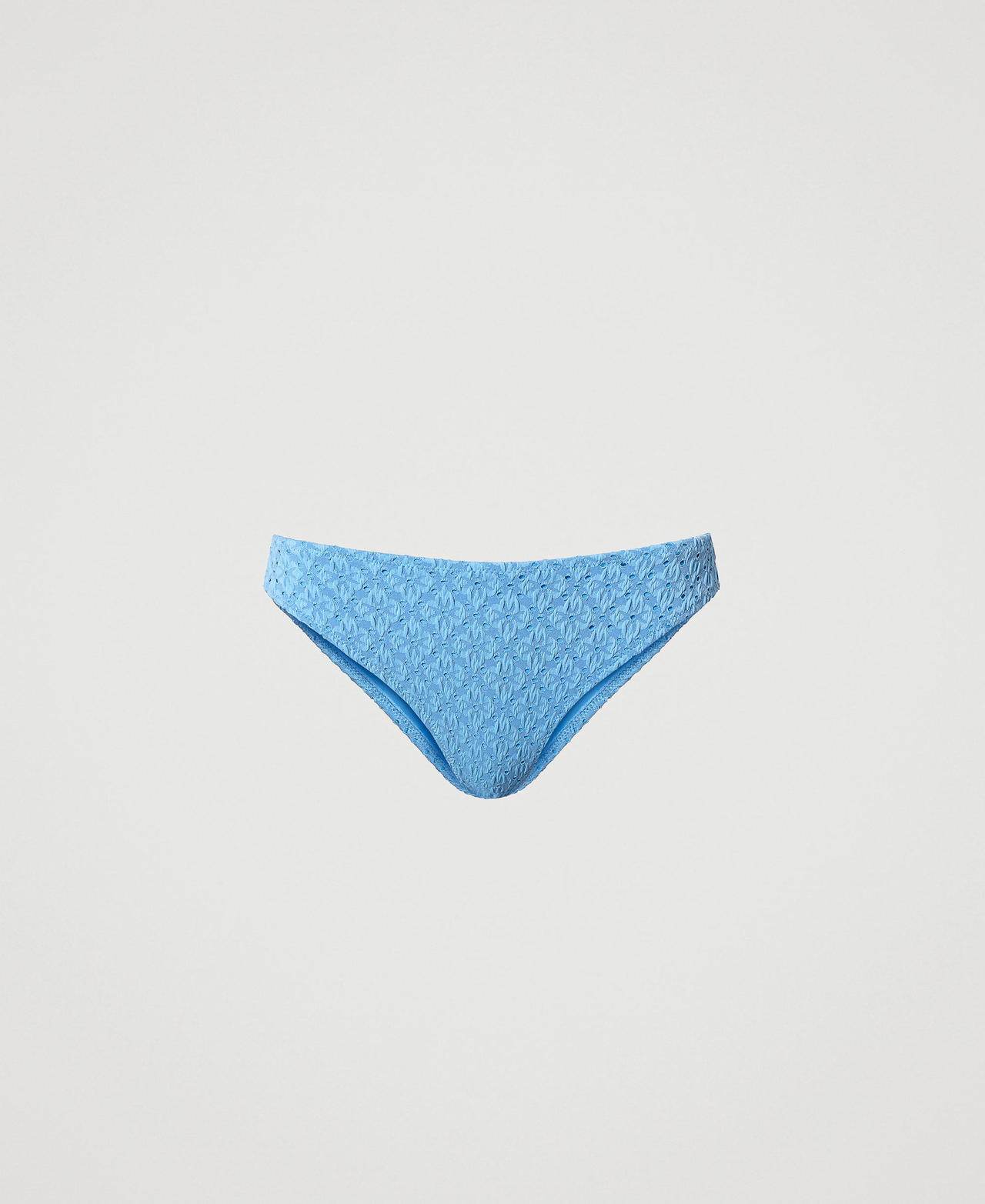 Slip brésilien de bain avec broderie anglaise Bleu Bleuet Femme 241LMMB77-0S