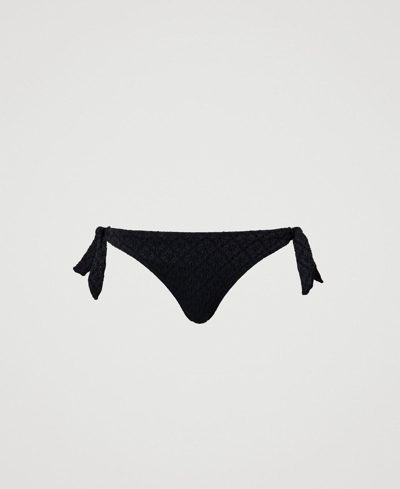 Bikini thong with broderie anglaise Black Woman 241LMMB88-0S