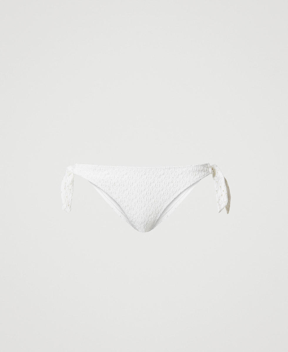 Bikinitanga mit Lochstickereien Star White Frau 241LMMB88_10298_S0