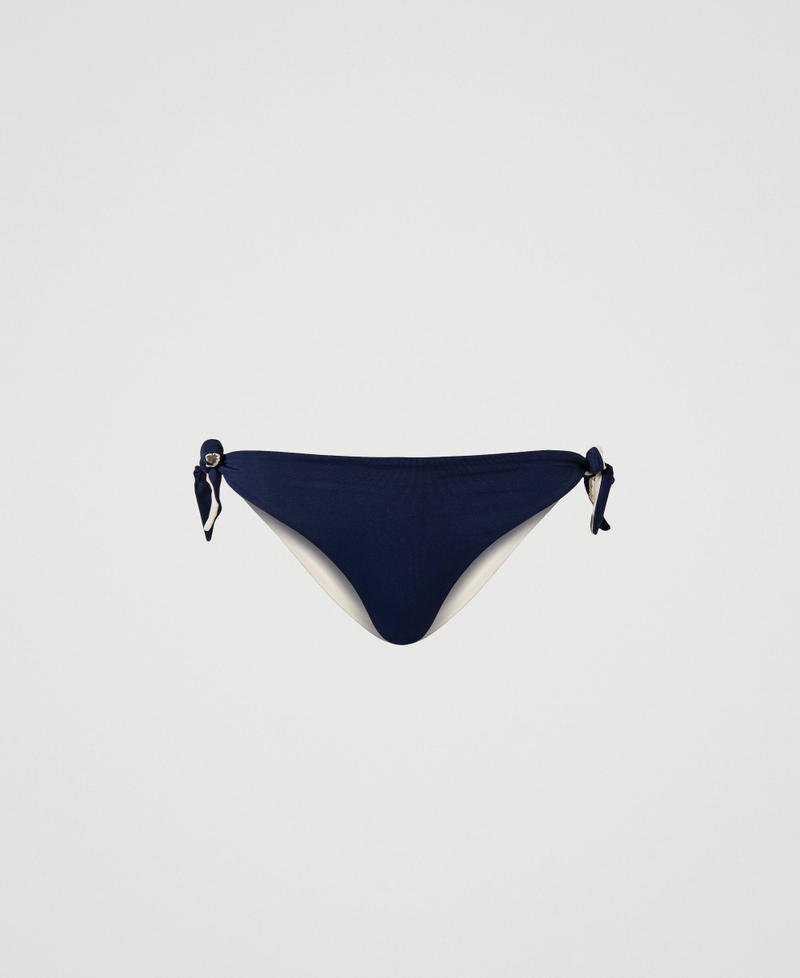 Tanga de bikini en bloques de color con lazos Azul Blackout Mujer 241LMMC88-0S