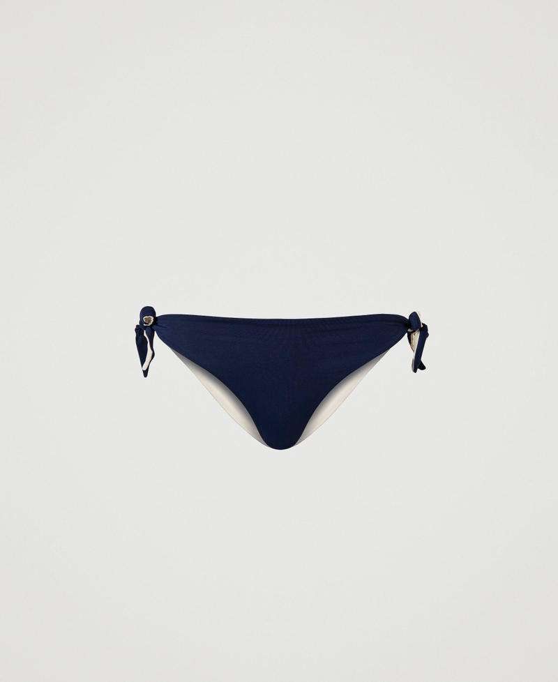 Colour block bikini thong with bows