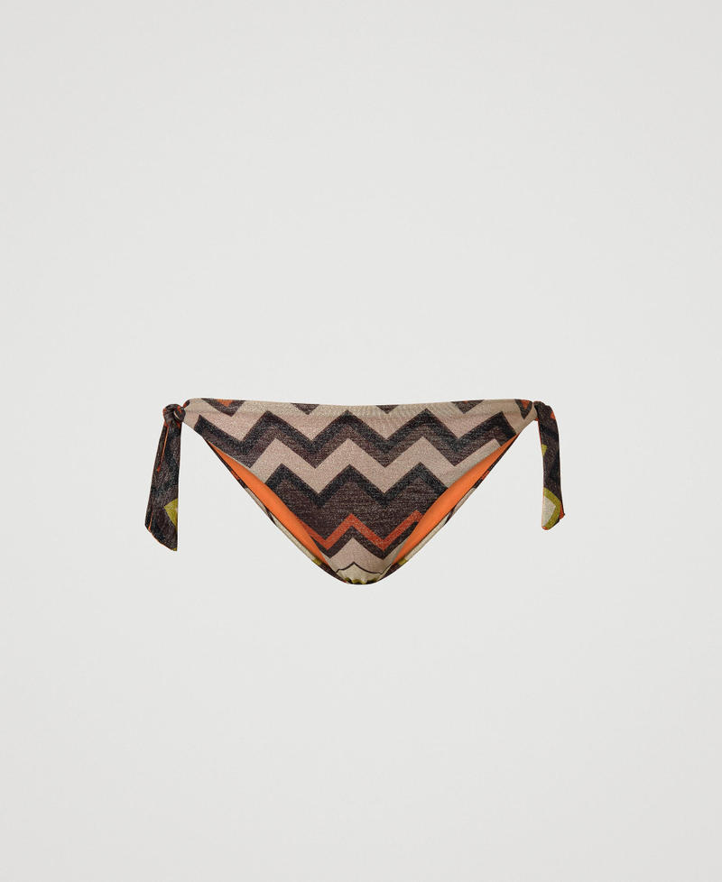 Lurex bikini thong with chevron print