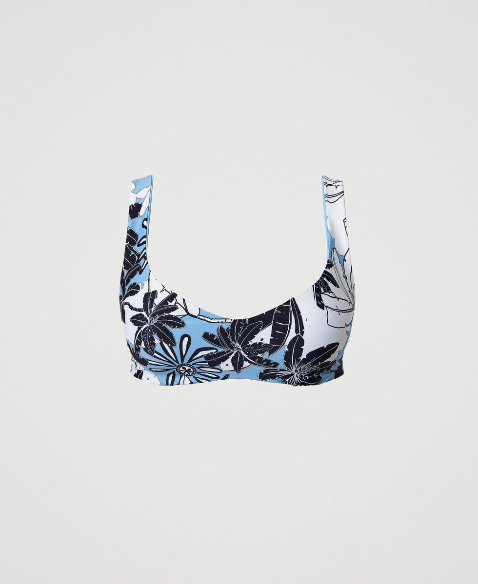 Reversible brassiere bikini top with floral print Cornflower Exotic Print Woman 241LMMG12_11576_S0