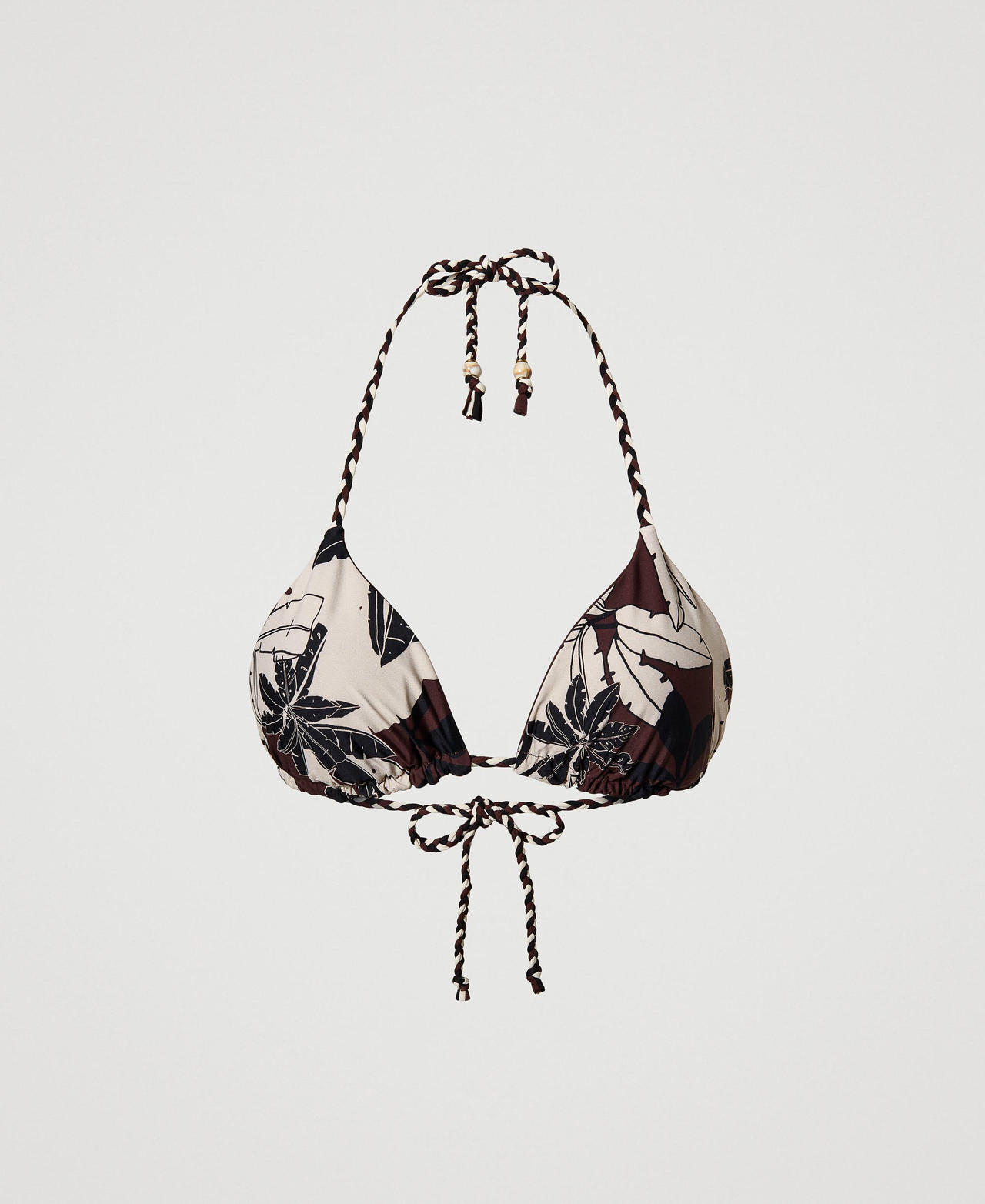 Reversible triangle bikini top with floral print Cornflower Exotic Print Woman 241LMMG22-0S