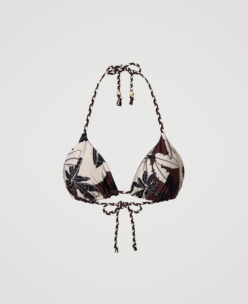 Reversible triangle bikini top with floral print