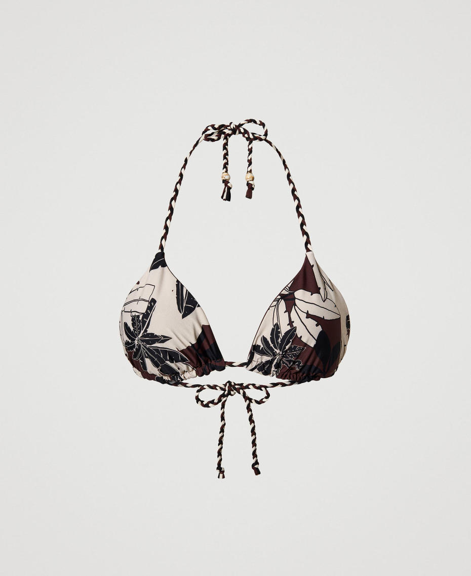 Reversible triangle bikini top with floral print