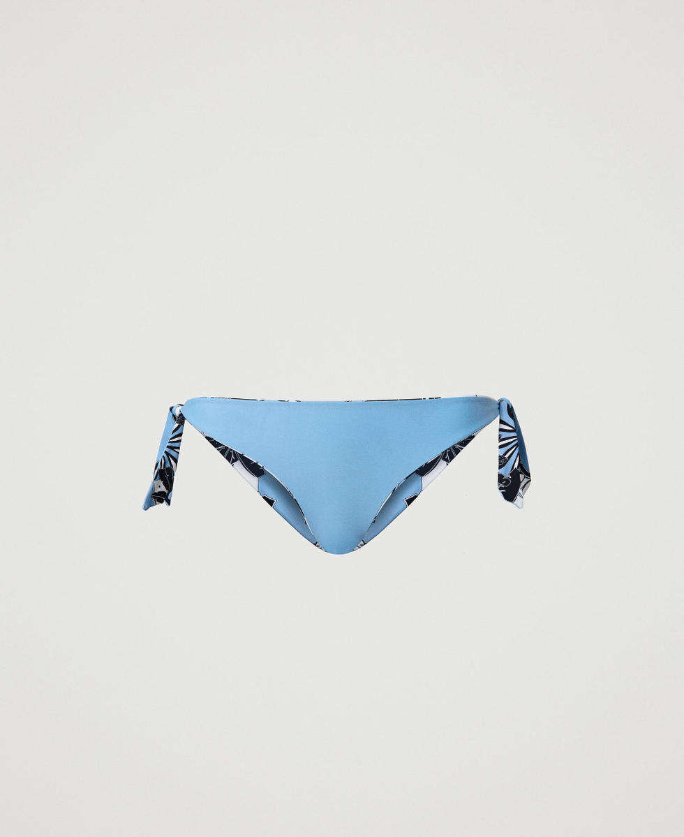Reversible bikini thong with floral print Cornflower Exotic Print Woman 241LMMG88_11576_06