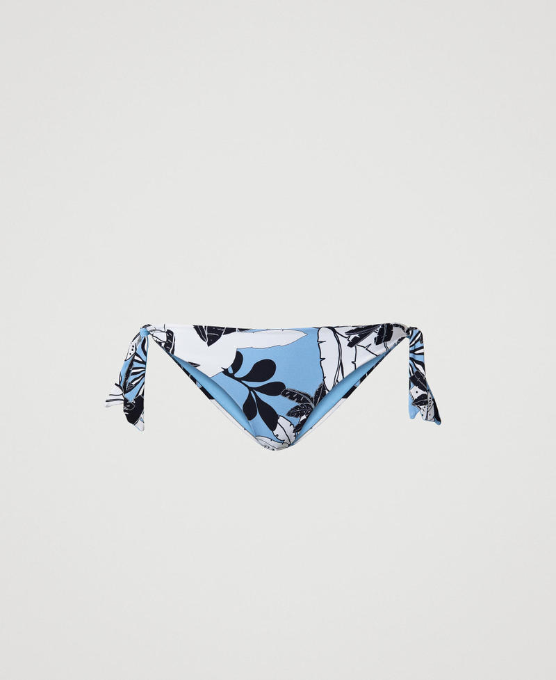 Reversible bikini thong with floral print Cornflower Exotic Print Woman 241LMMG88_11576_S0