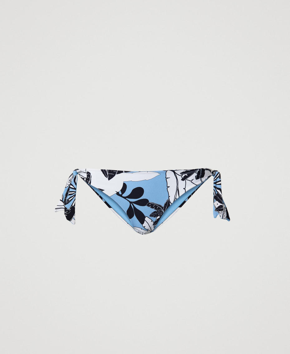 Reversible bikini thong with floral print Cornflower Exotic Print Woman 241LMMG88_11576_S0