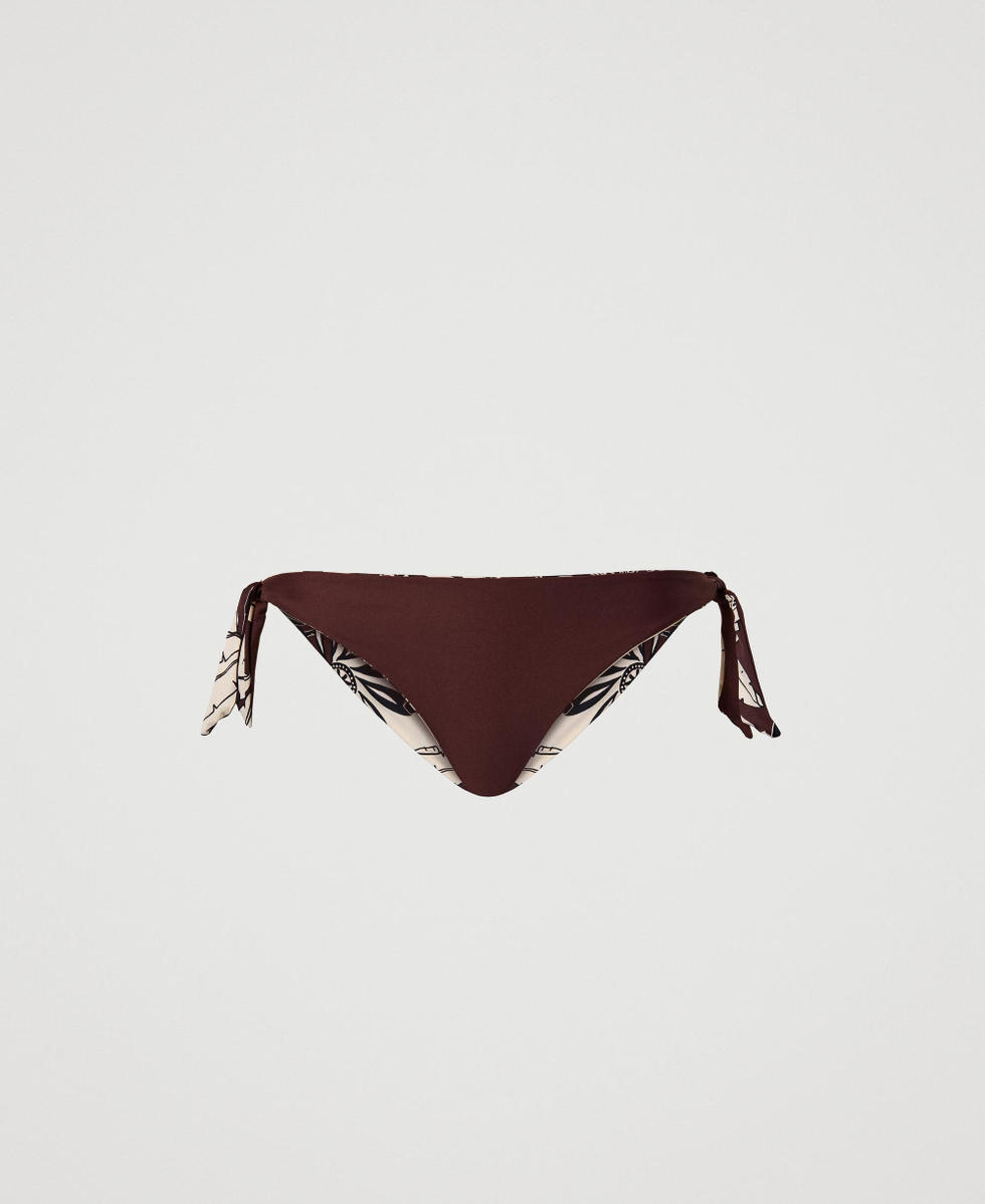 Reversible bikini thong with floral print