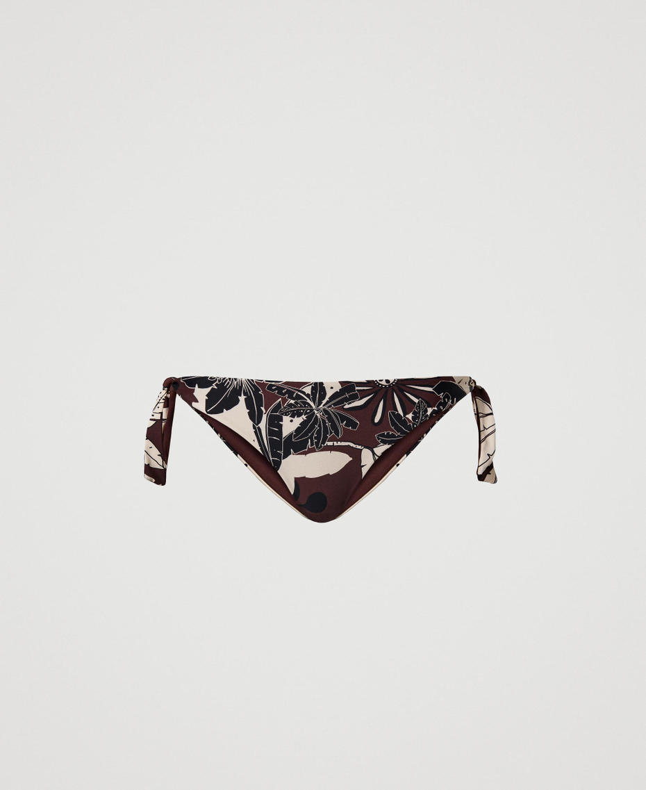 Reversible bikini thong with floral print Cornflower Exotic Print Woman 241LMMG88-0S