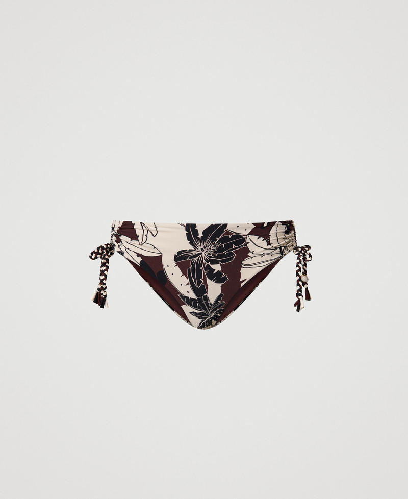 Slip de bain floral avec cordon coulissant